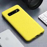 Starry Series Shockproof  Straw Material + TPU Protective Case for Galaxy S10+ (Yellow)
