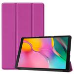 Custer Texture Horizontal Flip PU Leather Case for Galaxy Tab A 10.1 2019 (T515 / T510), with Three-folding Holder & Sleep / Wake-up Function (Purple)