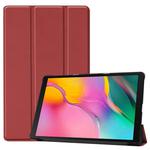Custer Texture Horizontal Flip PU Leather Case for Galaxy Tab A 10.1 2019 (T515 / T510), with Three-folding Holder & Sleep / Wake-up Function (Wine Red)