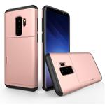 For Galaxy S9+ TPU + PC Dropproof Protective Back Cover Case with Card Slot(Rose Gold)