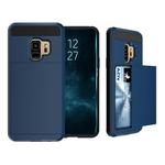 For Galaxy S9 Detachable Dropproof Protective Back Cover Case with Slider Card Slot(Navy Blue)