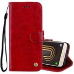 For Galaxy J3 (2017) / J330 (EU Version) Business Style Oil Wax Texture Horizontal Flip Leather Case with Holder & Card Slots & Wallet(Red)