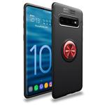 Lenuo Shockproof TPU Case for Galaxy S10+, with Invisible Holder (Black Red)