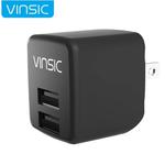Vinsic 12W 5V 2.4A Output Dual USB Wall Charger USB Charger Adapter