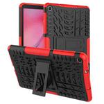 Tire Texture TPU+PC Shockproof Case for Galaxy Tab A 8 (2019) P200 / P205, with Holder (Red)