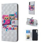 Lovers Owl Pattern 3D Horizontal Flip Leather Case for Galaxy A50, with Holder & Card Slots & Photo Frame & Wallet