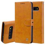 Business Style Oil Wax Texture Horizontal Flip Leather Case for Galaxy S10 Plus, with Holder & Card Slots & Wallet (Brown)