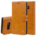 Business Style Oil Wax Texture Horizontal Flip Leather Case for Galaxy S10 E, with Holder & Card Slots & Wallet (Brown)