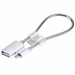 24cm 2A Micro USB to USB Aluminum Alloy Hose OTG Adapter Data Charging Cable with USB-C / Type-C Connector(Silver)