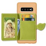 Leaf Magnetic Snap Litchi Texture TPU Protective Case for Galaxy S10, with Card Slots & Holder & Wallet(Brown)