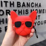 For Huawei FreeBuds 3 Red Bulldog Pattern Silicone Wireless Earphone Protective Case Storage Box