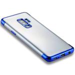 For Galaxy S9+ Three Sections Electroplating Side TPU Protective Back Case(Blue)
