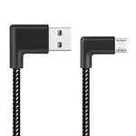 2m 2A USB to Micro USB Weave Style Double Elbow Data Sync Charging Cable, For Samsung / Huawei / Xiaomi / Meizu / LG / HTC (Black)