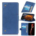 Copper Buckle Retro Crazy Horse Texture Horizontal Flip Leather Case for Galaxy A50, with Holder & Card Slots & Wallet (Blue)