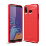 Brushed Texture Carbon Fiber TPU Case for Galaxy A6s (Red)