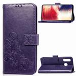 Lucky Clover Pressed Flowers Pattern Leather Case for Galaxy A8s, with Holder & Card Slots & Wallet & Hand Strap (Purple)