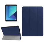 For Galaxy Tab S3 9.7 inch T820 / T825 Custer Texture Horizontal Flip Leather Case with 3-folding Holder(Dark Blue)