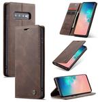 CaseMe-013 Multifunctional Retro Frosted Horizontal Flip Leather Case for Galaxy S10, with Card Slot & Holder & Wallet (Coffee)