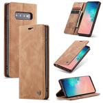 CaseMe-013 Multifunctional Retro Frosted Horizontal Flip Leather Case for Galaxy S10, with Card Slot & Holder & Wallet (Brown)