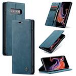 CaseMe-013 Multifunctional Retro Frosted Horizontal Flip Leather Case for Galaxy S10 Plus, with Card Slot & Holder & Wallet (Blue)