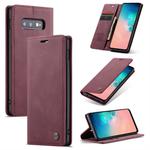 CaseMe-013 Multifunctional Retro Frosted Horizontal Flip Leather Case for Galaxy S10 E, with Card Slot & Holder & Wallet (Wine Red)