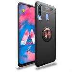 lenuo Shockproof TPU Case for Galaxy M30, with Invisible Holder (Black Gold)