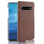 Shockproof Crocodile Texture PC + PU Case for Galaxy S10 5G (Brown)