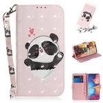 3D Colored Drawing Heart Panda Pattern Horizontal Flip Leather Case for Galaxy A20e, with Holder & Card Slots & Wallet