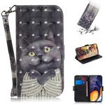 3D Colored Drawing Hug Cat Pattern Horizontal Flip Leather Case for Galaxy A60, with Holder & Card Slots & Wallet