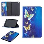 Colored Drawing Golden Butterfly Pattern Horizontal Flip Leather Case for Galaxy Tab A 8 (2019) P200 / P205, with Holder & Card Slots & Wallet