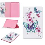 Colored Drawing Peach Blossom and Butterfly Pattern Horizontal Flip Leather Case for Galaxy Tab A 10.1 (2019) T510 / T515, with Holder & Card Slots & Wallet