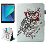 For Galaxy Tab S3 9.7 inch T820 / T825 Glasses Owl Pattern Horizontal Flip Leather Case with Holder & Wallet & Card Slots & Holder