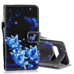 Blue Folwer Pattern Horizontal Flip Leather Case for Galaxy S10 5G, with Holder & Card Slots & Wallet