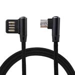 1m 2.4A Output USB to Micro USB Double Elbow Design Nylon Weave Style Data Sync Charging Cable, For Samsung, Huawei, Xiaomi, HTC, LG, Sony, Lenovo and other Smartphones(Black)