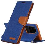 GOOSPERY CANVAS DIARY For Galaxy S20 Ultra Canvas Texture Horizontal Flip PU Leather Case, with Holder & Card Slots & Wallet(Blue)