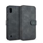 DG.MING Retro Oil Side Horizontal Flip Case for Galaxy A10, with Holder & Card Slots & Wallet (Black)
