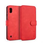 DG.MING Retro Oil Side Horizontal Flip Case for Galaxy A10, with Holder & Card Slots & Wallet (Red)