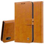 Business Style Oil Wax Texture Horizontal Flip Leather Case for Galaxy A10, with Holder & Card Slots & Wallet(Brown)