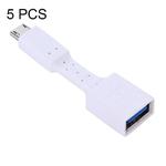 5 PCS Micro USB Male to USB 3.0 Female OTG Adapter (White)