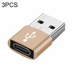3 PCS USB-C / Type-C Female to USB 3.0 Male Aluminum Alloy Adapter, Support Charging & Transmission Data(Gold)