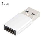 3 PCS USB-C / Type-C Female to USB 3.0 Male Aluminum Alloy Adapter, Support Charging & Transmission Data(Silver)