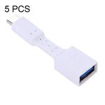 5 PCS USB-C / Type-C Male to USB 3.0 Female OTG Adapter (White)