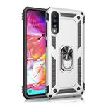 Armor Shockproof TPU + PC Protective Case for Galaxy A70, with 360 Degree Rotation Holder (Silver)