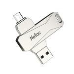 Netac U381 128GB Micro USB + USB 3.0 360 Degrees Rotation Zinc Alloy Flash Drive OTG U Disk