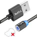 TOPK 2m 2.1A Output USB Mesh Braided Magnetic Charging Cable with LED Indicator, No Plug(Grey)