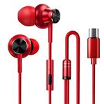 F2 1.2m Wired In Ear USB-C / Type-C Interface Metal HiFi Noise Reduction Earphones with Mic (Red)