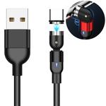 2m 2A Output USB to USB-C / Type-C Nylon Braided Rotate Magnetic Charging Cable(Black)