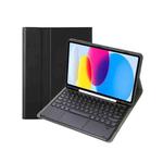 For iPad 10th Gen 10.9 2022 YA10B-A Lambskin Texture Bluetooth Touch Keyboard Leather Tablet Case with Pen Slot(Black)