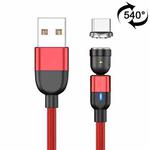 1m 3A Output USB to USB-C / Type-C 540 Degree Rotating Magnetic Data Sync Charging Cable (Red)