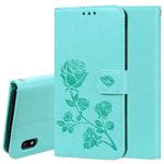 Rose Embossed Horizontal Flip PU Leather Case for Galaxy A10, with Holder & Card Slots & Wallet (Green)